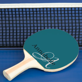 Einfache und elegante Blue Monogramm und Name Tischtennis Schläger