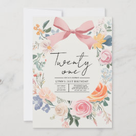 Einfache und elegante Blumen 21. Geburtstag Party Einladung