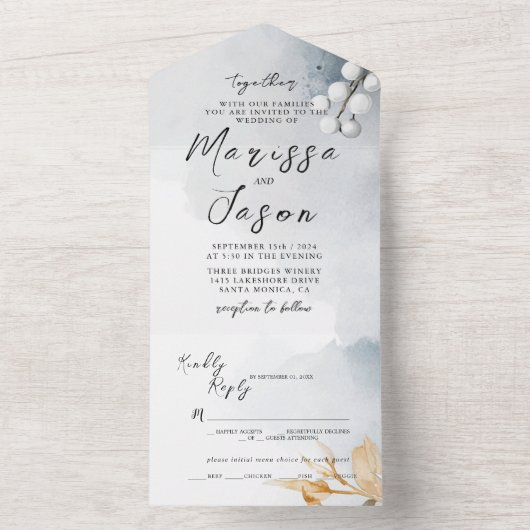 Einfache und elegante Blumenhochzeit All In One Einladung (Innen Boden)