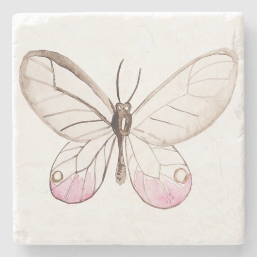 Einfache und elegante Blush Pink Butterfly Steinuntersetzer (Vorderseite)
