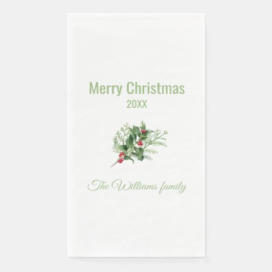 Einfache und elegante botanische Weihnachten Napki Serviette (Vorderseite)