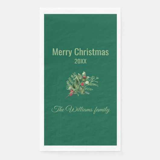 Einfache und elegante botanische Weihnachten Napki Serviette (Vorderseite)