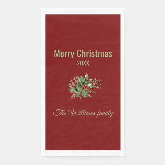 Einfache und elegante botanische Weihnachten Napki Serviette (Vorderseite)