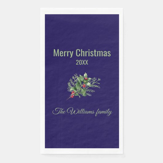 Einfache und elegante botanische Weihnachten Napki Serviette (Vorderseite)