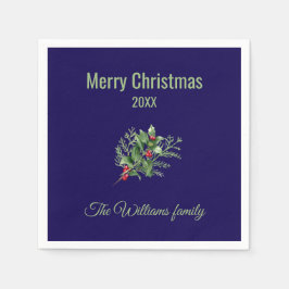 Einfache und elegante botanische Weihnachten Serviette