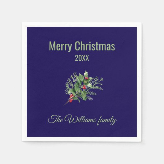 Einfache und elegante botanische Weihnachten Serviette (Vorderseite)