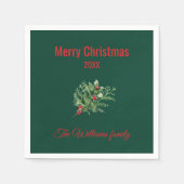 Einfache und elegante botanische Weihnachten Serviette (Vorderseite)