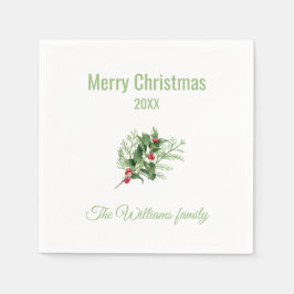 Einfache und elegante botanische Weihnachten Serviette