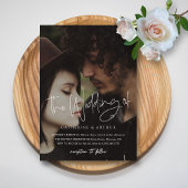 Einfache und elegante Brick Overlay-Foto Hochzeit Einladung