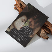 Einfache und elegante Brick Overlay-Foto Hochzeit Einladung