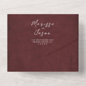 Einfache und elegante Burgundy Wedding All In One Einladung (Rückseite)