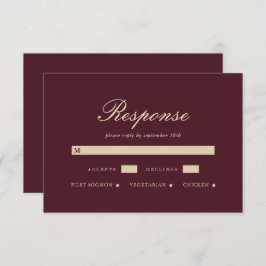Einfache und elegante Burgundy Wedding RSVP Card