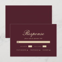 Einfache und elegante Burgundy Wedding RSVP Card Karte