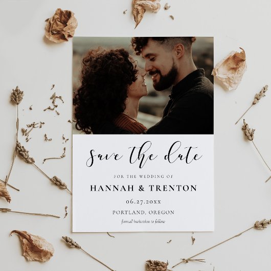 Einfache und elegante Design-Fotokarte Save The Date