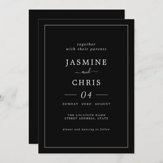 Einfache und elegante Einladung zur Hochzeit (Vorne/Hinten)