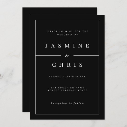 Einfache und elegante Einladung zur Hochzeit (Vorne/Hinten)