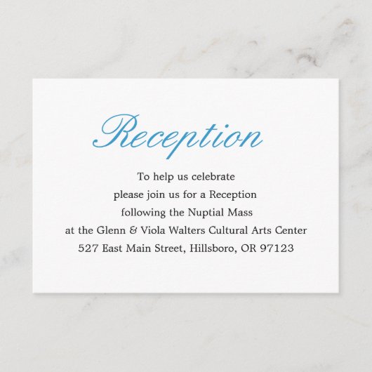 Einfache und elegante Empfang-Karte Begleitkarte (Vorderseite)