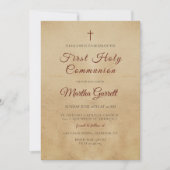 Einfache und elegante Erste Heilige Kommunion Einladung (Vorderseite)