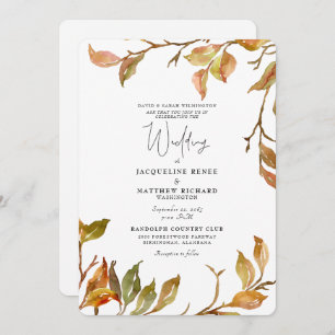 Einfache und elegante Fall Foliage Rounded Wedding Einladung