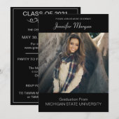 Einfache und elegante Foto Abschluss Einladung (Vorne/Hinten)