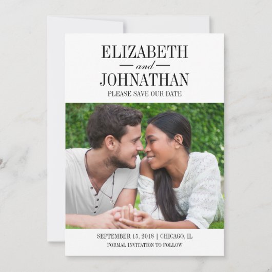 Einfache und elegante Foto-Save the Date-Karte Save The Date (Vorderseite)