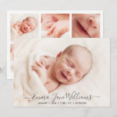 Einfache und elegante Geburtshinweis-Karte Ankündigung (Vorne/Hinten)