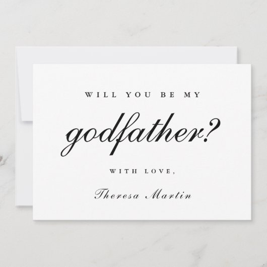 Einfache und elegante Godvater Vorschlag Schwarz Einladung (Vorderseite)