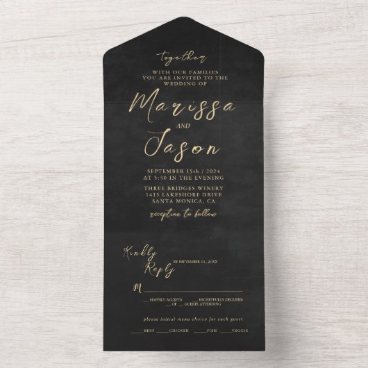 Einfache und elegante Goldene Hochzeit All In One Einladung (Innen Boden)