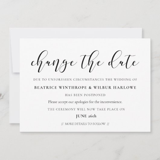 Einfache und elegante Hochzeit Ändern Sie die Datu Einladung (Vorderseite)