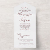 Einfache und elegante Hochzeit in Weiß und Burgund All In One Einladung (Innen Boden)