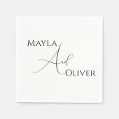 Einfache und elegante Hochzeit mit Namen Serviette (Vorderseite)