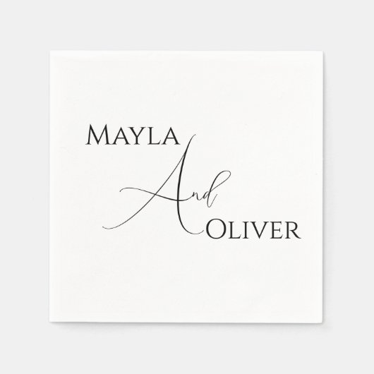 Einfache und elegante Hochzeit mit Namen Serviette (Vorderseite)