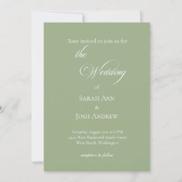Einfache und elegante Hochzeit Salbei grüne Einlad Einladung