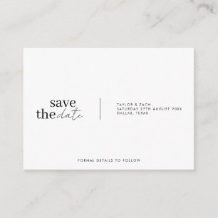 Einfache und elegante Hochzeit Save the Date Begleitkarte