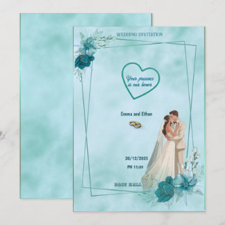 Einfache und elegante Hochzeitseinladung in Himmel Einladung