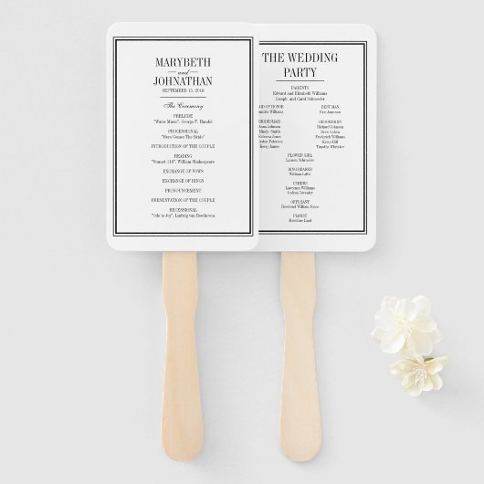 Einfache und elegante Hochzeitsfeier Fan Fächer (Vorne und Hinten)