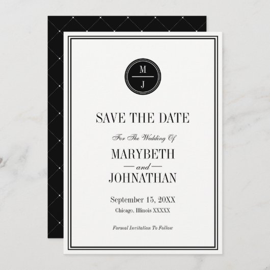 Einfache und elegante Hochzeitskarte Save the Date (Vorne/Hinten)