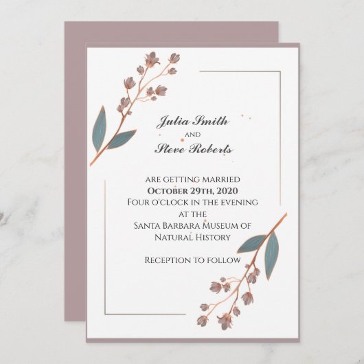 Einfache und elegante Hochzeitsreise Einladung (Vorne/Hinten)