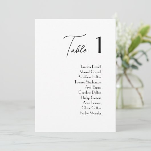 Einfache und elegante Hochzeitstisch-Sitzkarten Einladung (Stehend Vorderseite)