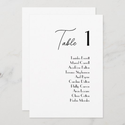 Einfache und elegante Hochzeitstisch-Sitzkarten Einladung (Vorne/Hinten)