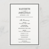 Einfache und elegante Hochzeitszeremonie Programmk Programm (Vorderseite)