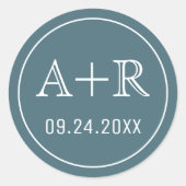 Einfache und elegante Initialen aquamarin Runder Aufkleber (Vorderseite)