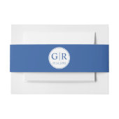 Einfache und elegante Initialen blaue Hochzeit Einladungsbanderole (Vorderseite Beispiel)