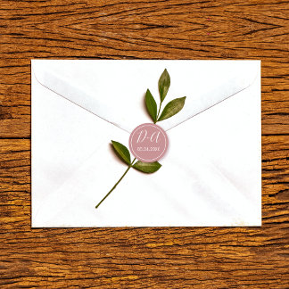 Einfache und elegante Initialen staubiger Rose Hoc Runder Aufkleber