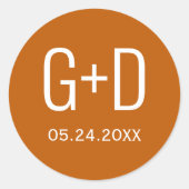 Einfache und elegante Initialen verbrannt orange H Runder Aufkleber (Vorderseite)