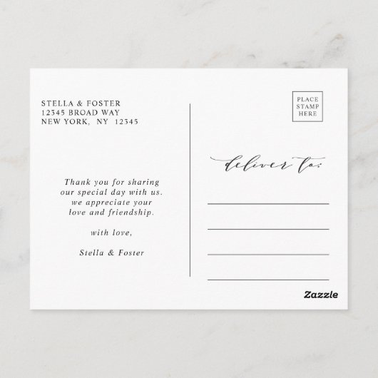 Einfache und elegante Kalligraphie Vielen Dank Postkarte (Rückseite)