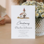 Einfache und elegante Kirche Son Christening Einladung