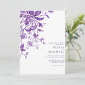 Einfache und elegante Lila Boho-Blumenhochzeit Einladung (Stehend Vorderseite)