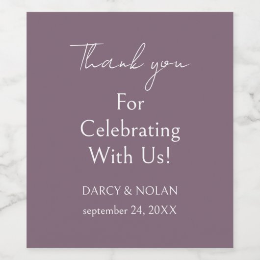 Einfache und elegante Lila Hochzeit Weinetikett (Einzelnes Label)