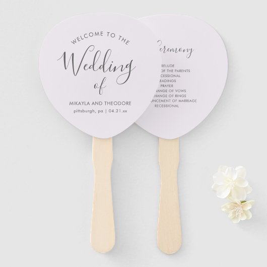 Einfache und elegante Lila Hochzeitsprogramme Fächer (Vorne und Hinten)